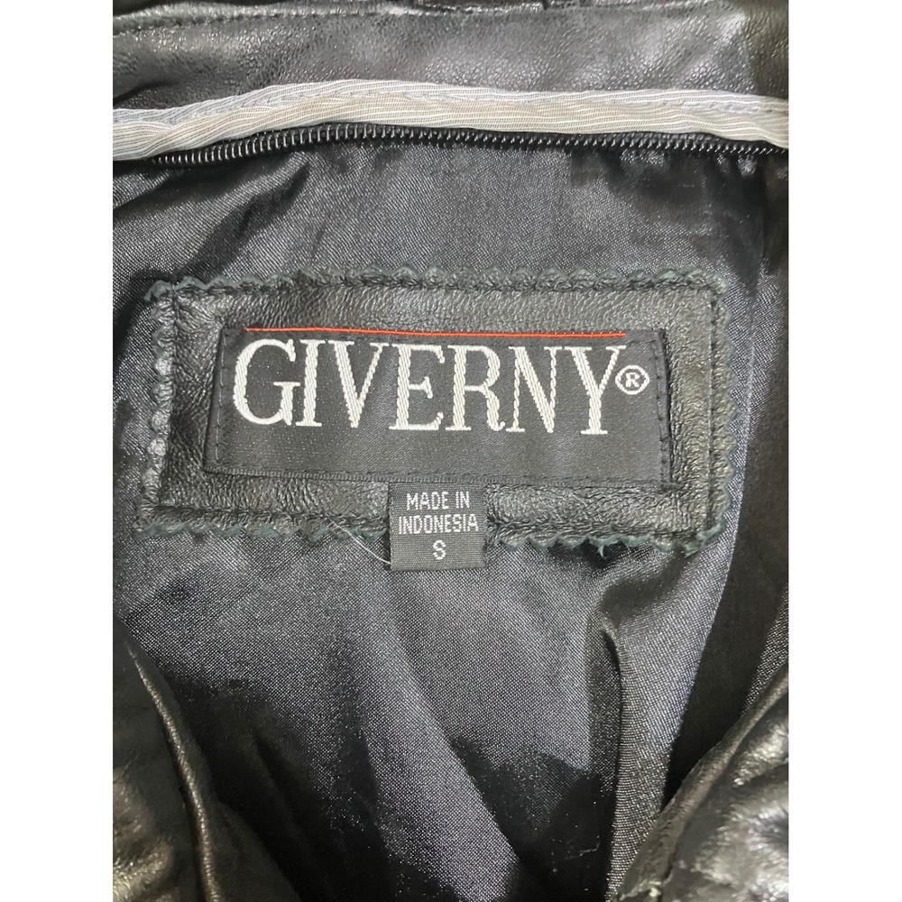 GIVERNY Black Leather Belted Jacket Mens Size S Made in Indonesia - Picture 4 of 9